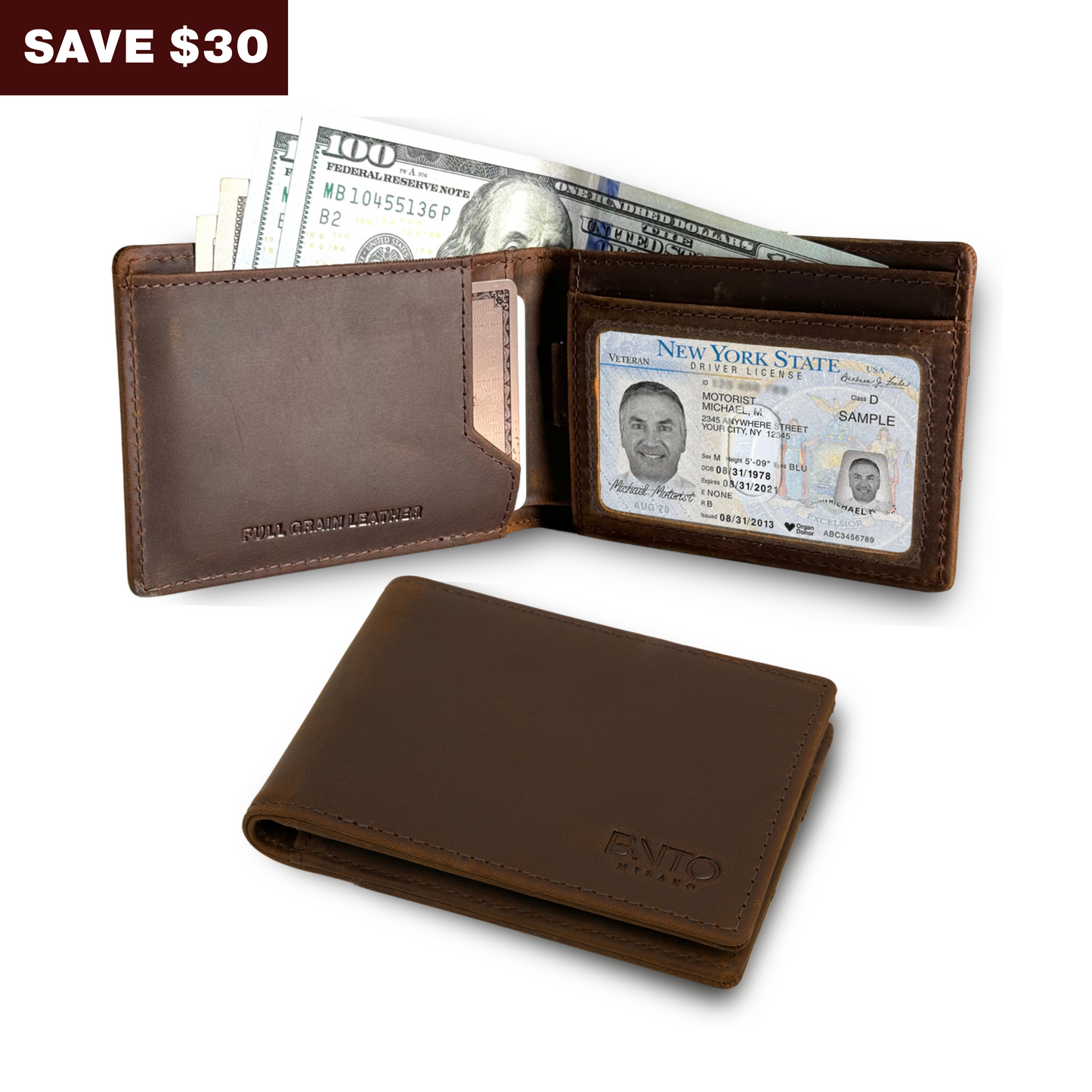 Bifold Leather Wallet RFID Protected