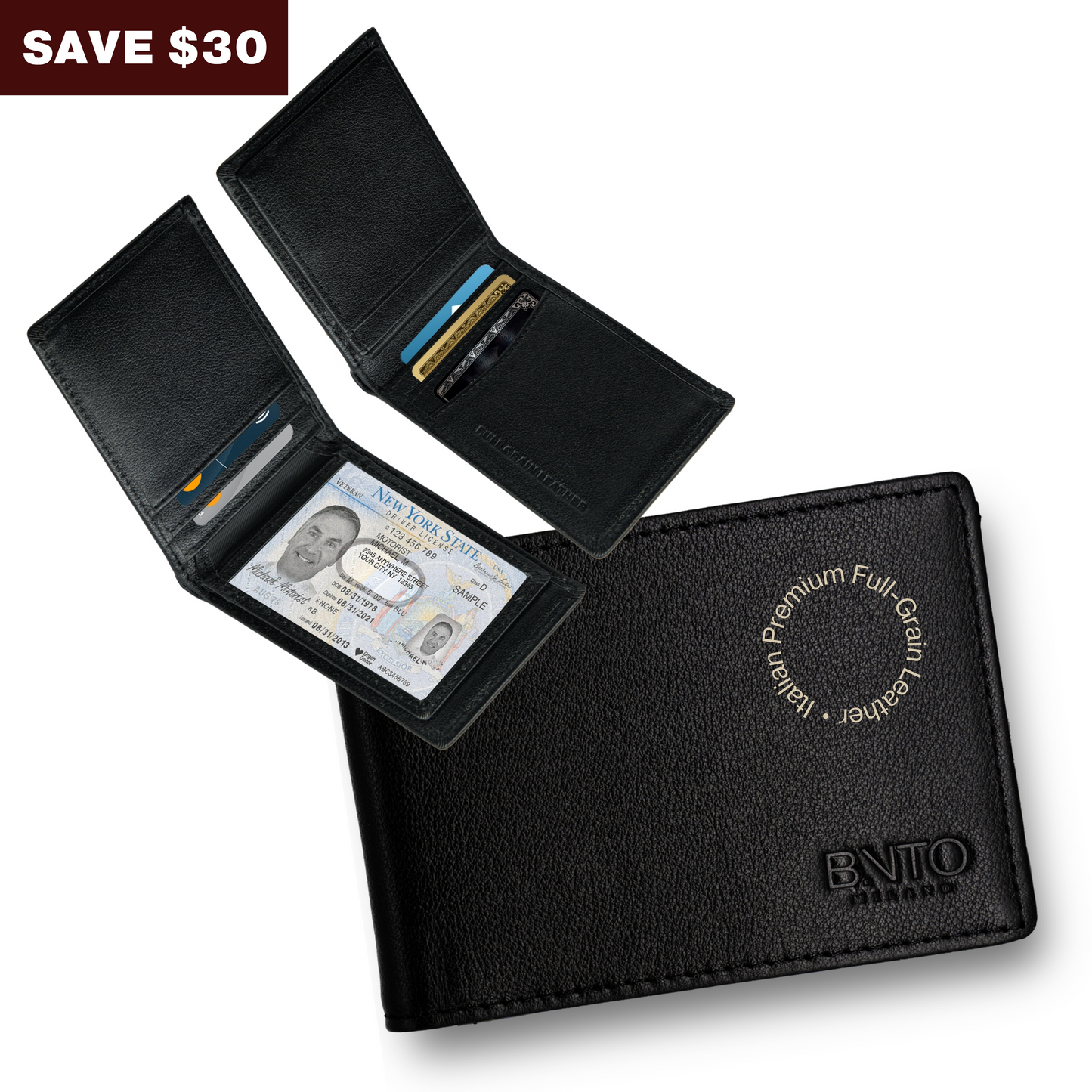 Trifold Leather Wallet RFID Protected