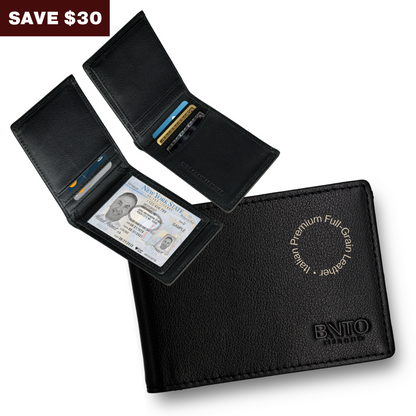 Trifold Leather Wallet RFID Protected